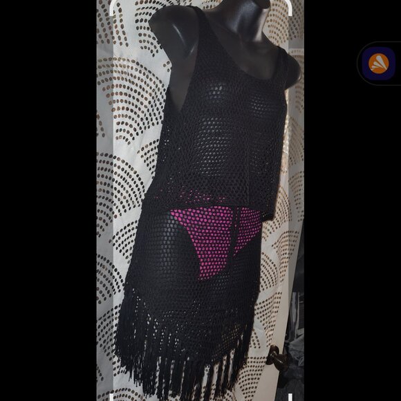 2 piece set Black crochet set skirt & top swim cover set  *NWT* PLZ READ - Picture 9 of 12
